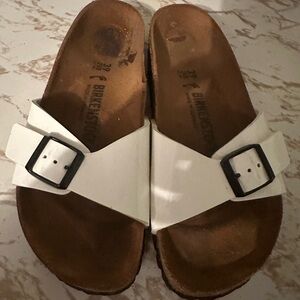 Birkenstock White Slide Sandals